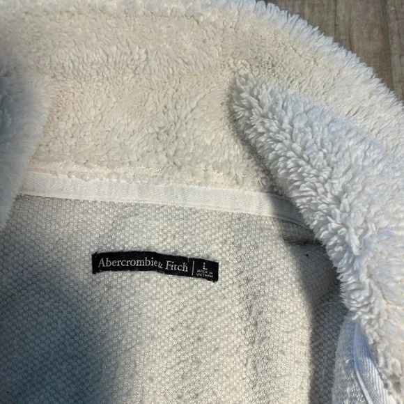 Abercrombie &‎ Fitch Soft Half Zip Chevron Sweatshirt Cream Camel Large - Picture 4 of 9
